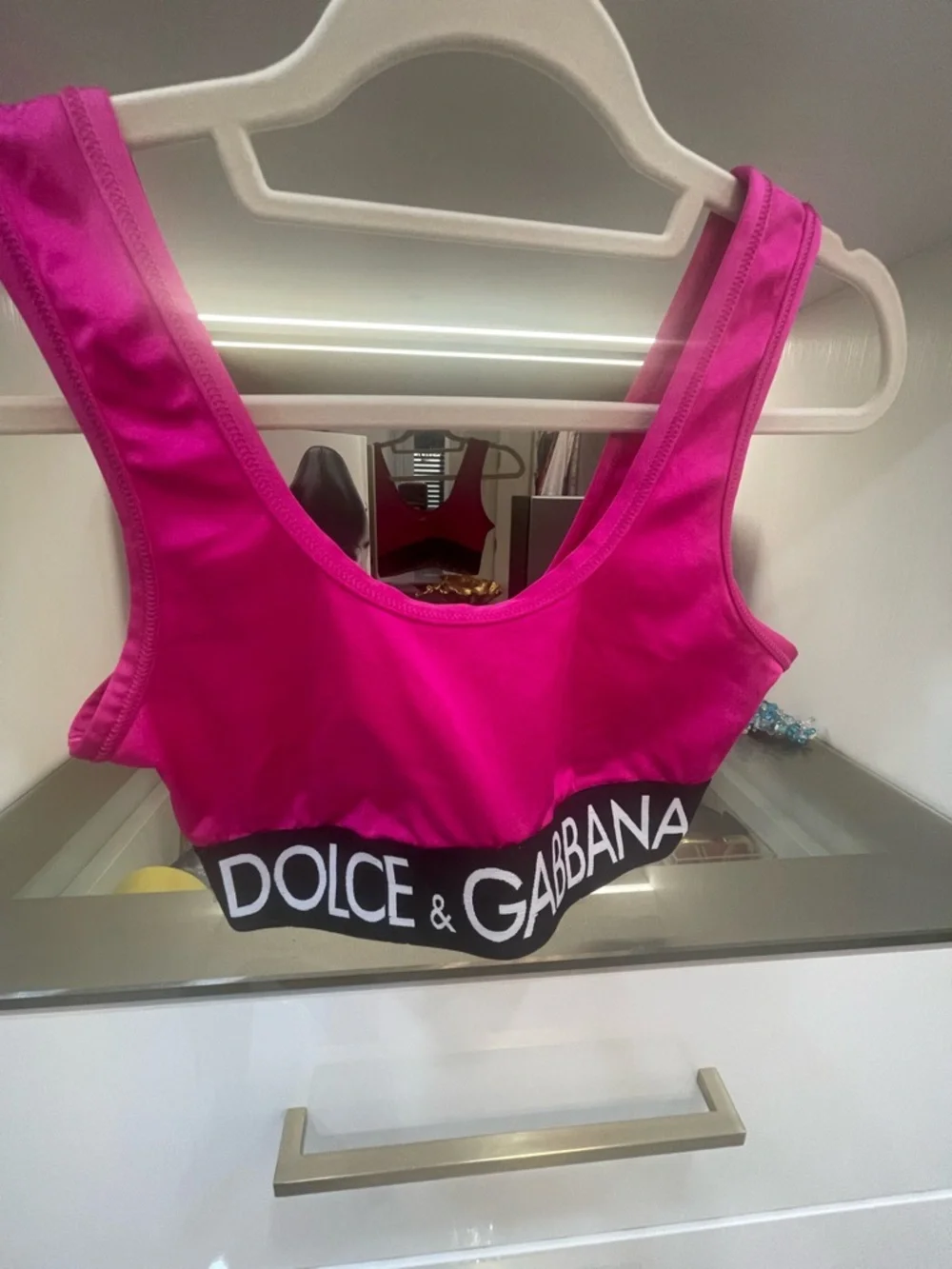 Dolce & Gabbana Hot Pink Logo Sports Bralette Size 40 - Picture 2 of 6